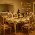 MACE Heritage Handgefertigtes Beiges Barock-Esszimmer-Set mit 8 Stühlen – Ölhandbemalt