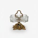 MACE Heritage – Baroque Glass and Brass Ashtray, Handmade, Square Design