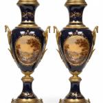 MACE Heritage – Hand-Painted Baroque Porcelain Vase Pair with Brass Details (120 cm)