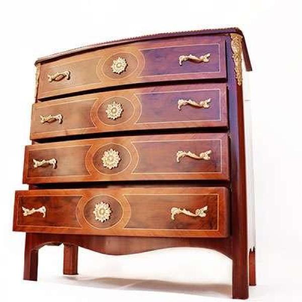 Barocke Kommode - Sideboard - Vier Schubladen - Messing - Farbe braun - MACE
