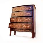 MACE - Barocke Anrichte/Kommode im Louis xv Stil - Braun/Messing - Vier Schubladen - Beige Marmor