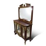 MACE Heritage - luxuriöse barocke Anrichte Louis XVI - Spiegel - Braune Farbe - Messing - Eine Tür - Eine Glasablage - Barockmöbel - hellbrauner Marmor - MACE