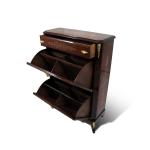 MACE Heritage – Baroque Shoe Cabinet with Genuine Inlay in Solid Wood, Dark Walnut with Gold Accents