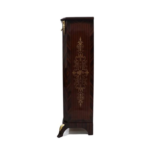 MACE Heritage – Baroque Shoe Cabinet with Genuine Inlay in Solid Wood, Dark Walnut with Gold Accents