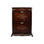 MACE Heritage – Baroque Shoe Cabinet with Genuine Inlay in Solid Wood, Dark Walnut with Gold Accents