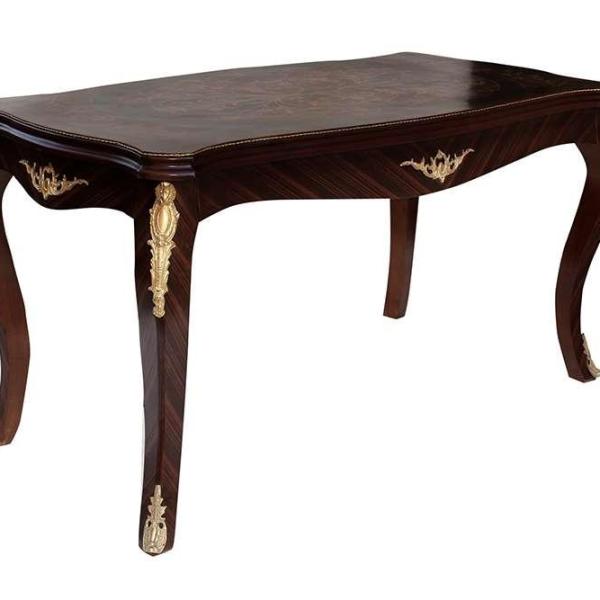 MACE - Barock Louis XV Stil - Rechteckiger Esstisch Form - Braune Farbe - Messing - Marqutray - 6 Personen - 170 Cm