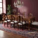 Mace Heritage - Luxurious Baroque Dining Table Set with 8 Chairs — Handmade with Marquetry, Brass Details & Glass Top (Table 220 cm)