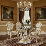 MACE Heritage Baroque Dining Table with White–Gold Carved Base and Glass Top – Handcrafted Luxury dinning table