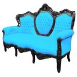 Barockes Luxussofa - Royal Schwarz/Türkis - Klassische Möbel - Wohnzimmermöbel - Royal türkisfarbener Samtstoff - MACE