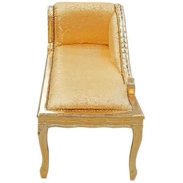 Chaise lounge sofa - Louis XV - Gold satin - Gold frame - Classic furniture - 101cm - MACE