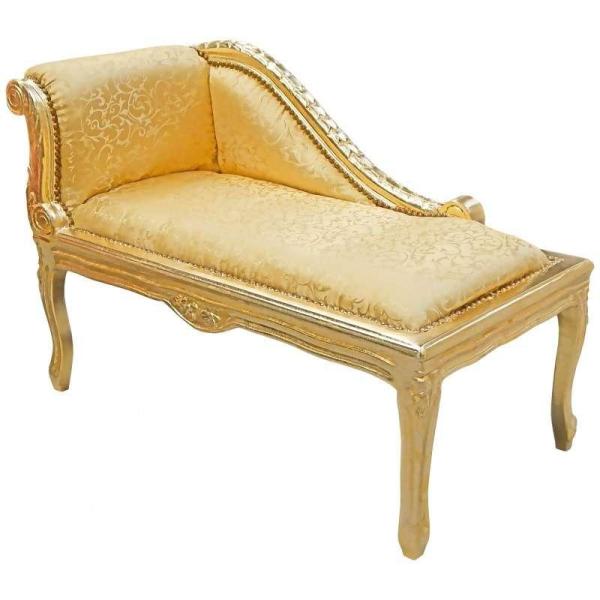 Chaise lounge sofa - Louis XV - Gold satin - Gold frame - Classic furniture - 101cm - MACE