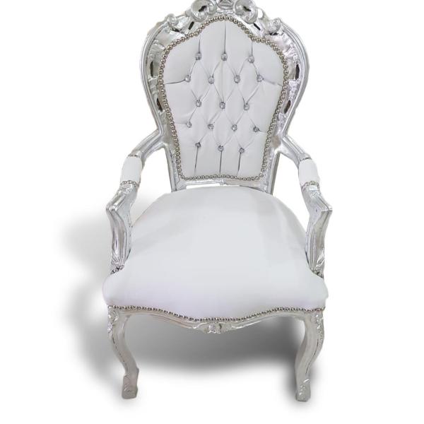 Baroque armchair - Baroque dining armchair - Furniture - White/Silver - MACE Marvellous