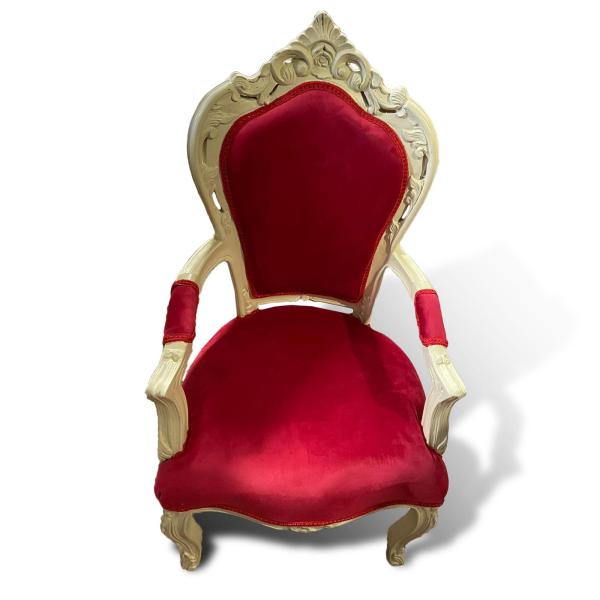 Baroque rococo armchair style - Red velvet material - Beige frame wood - Classic furniture for all rooms - MACE