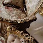 Barocke Salongarnitur im Stil Louis XV - Satinierter Stoff - Einzigartige Möbel - Wohnzimmermöbel - Sofa+Zwei Sessel - Klassische Möbel -MACE