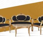 Salongarnitur Barock-Stylex - 4 Personen - Zweisitzer-Sofa+Zweisitzer-Sessel - Gold/Schwarz - Wohnzimmer - Büro - Rezeption - MACE Marvellous