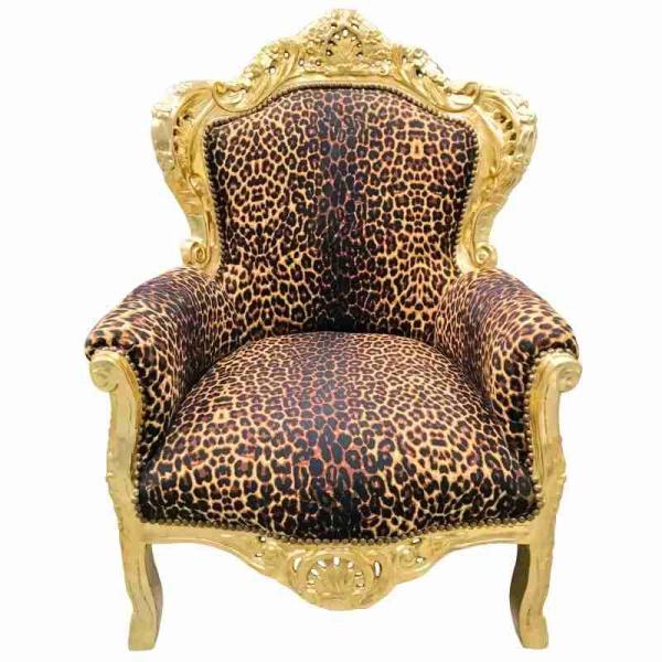 Sessel im Barockstil - Gold/Leopard - Klassische Möbel - Wohnzimmermöbel - Leopardenstoff - Möbel für alle Räume - Breite 80 cm - MACE