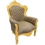 Baroque style armchair - Gold/Taupe - Classic furniture - Living room furniture - Taupe velvet fabric - All rooms furniture - 80 cm width - MACE