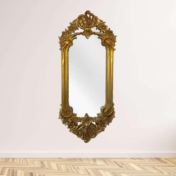 MACE Heritage - Barock Gold kleiner Spiegel Louis XVI Stil - Rechteckige Form - Farbe Gold -Handgefertigt - Massivholz
