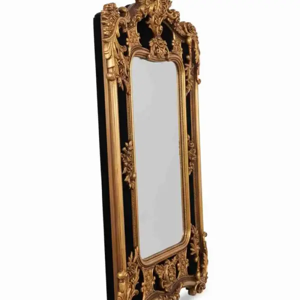 MACE Heritage – Luxus Barock Wandspiegel - Gold / Schwarzes Samtpaneel - 170cm