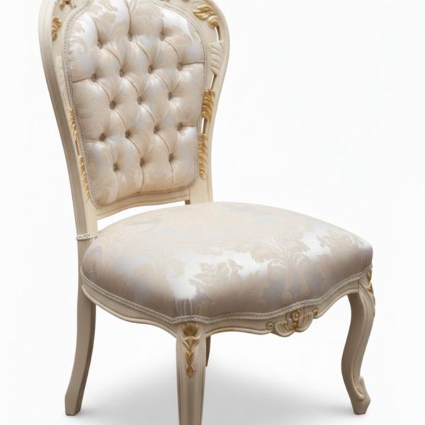 MACE Heritage – Barocker Esszimmerstuhl in Beige-Gold mit Gold-Champagner Satinpolster