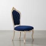 MACE Heritage – Navy Velvet Baroque Chair with Beige & Gold Solid Wood Frame