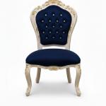 MACE Heritage – Navy Velvet Baroque Chair with Beige & Gold Solid Wood Frame
