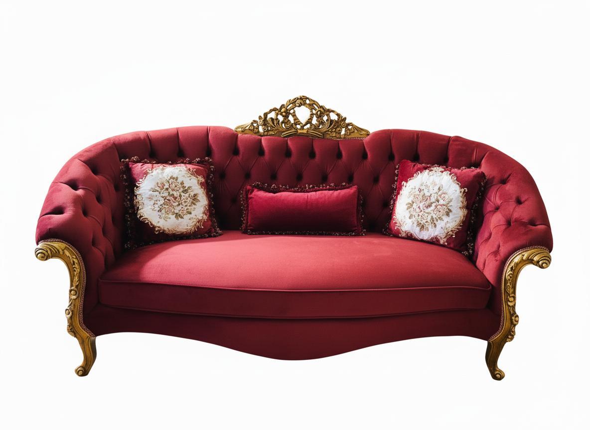 MACE Heritage - Luxury Baroque style sofa - Red Velvet fabric -Gold wood - classic furniture