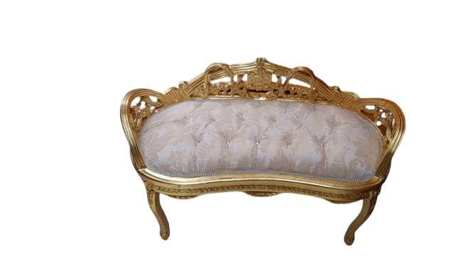 MACE - Baroque seating small sofa - Gold wood frame - Gold champagne fabric- Small ladies' settee - Dresser sofa - Baroque furniture