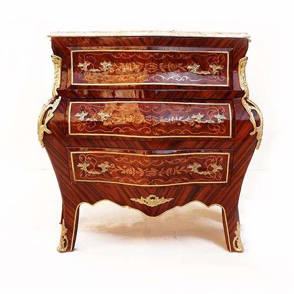 MACE Heritage – Baroque Style Commode with Three Drawers and Beige Marble Top