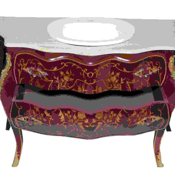 Luxurious baroque sink commode - Wave shape - Bathroom furniture - White sink included - beige marbel - MACE Marvellous