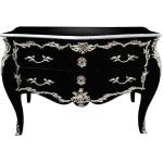 Barocke schwarze Kommode - Louis XV - Silberbronze - Klassische Möbel - Wohnzimmer - 130cm - MACE