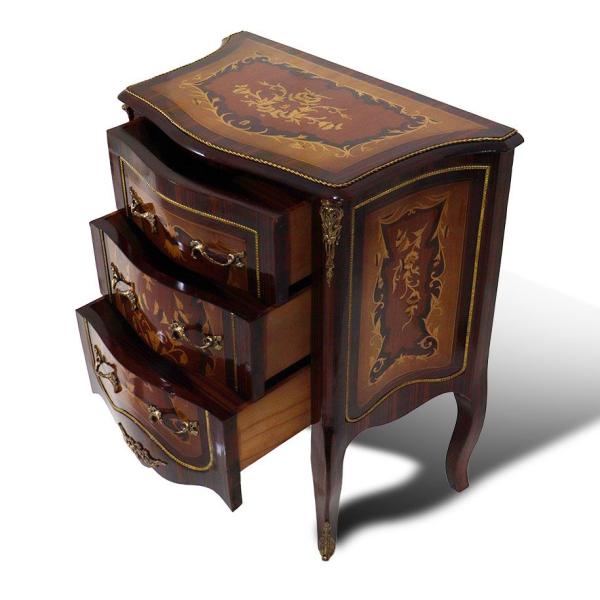 MACE Heritage – Baroque Louis XV Chest of Drawers in Solid Wood with Marquetry and Gloss Finish