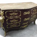 MACE Heritage – XL Baroque Chest of Drawers in Dark Brown with Natural Marble Top & Solid Brass Ornaments – Handcrafted - 160cm