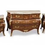 MACE Heritage – Barockes Kommoden-Set mit Intarsien und Marmorplatten, Louis-XV Stil