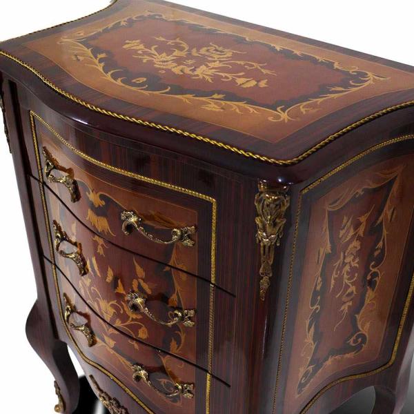 MACE Heritage – Baroque Louis XV Chest of Drawers in Solid Wood with Marquetry and Gloss Finish