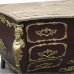 MACE Heritage – XL Baroque Chest of Drawers in Dark Brown with Natural Marble Top & Solid Brass Ornaments – Handcrafted - 160cm