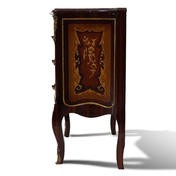 MACE Heritage – Baroque Louis XV Chest of Drawers in Solid Wood with Marquetry and Gloss Finish
