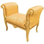 Baroque bench Louis XV style - Gold satin fabric - Gold wood - MACE