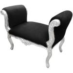 Baroque bench Louis XV style - Black velvet fabric - Silver wood - MACE
