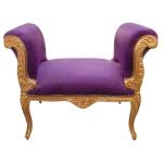 Baroque bench Louis XV style - Purple velvet fabric - Gold wood - MACE