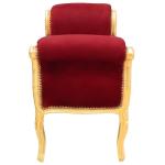 Baroque bench Louis XV style - Burgundy velvet fabric - Gold wood - MACE