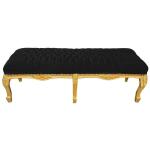 arocke Flachbank Louis XV - Schwarzer Samtstoff - Goldenes Holz - MACE