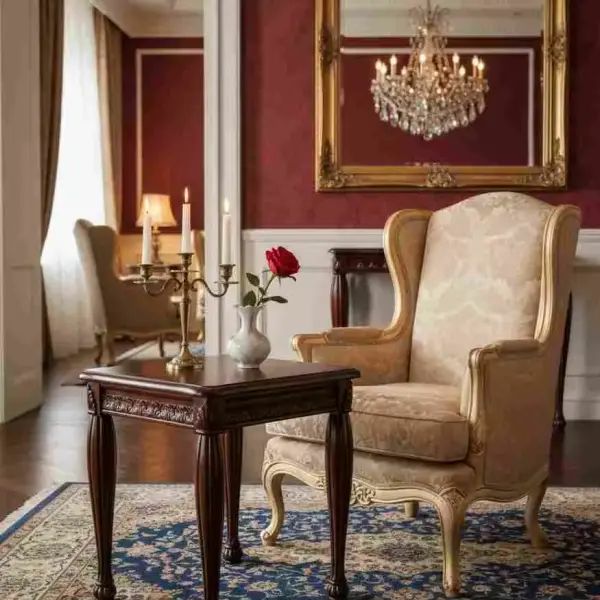 MACE Heritage - Kleiner barocker quadratischer Couchtisch - Massivholz - Handgefertigt - Quadratischer Beistelltisch - Farbe braun