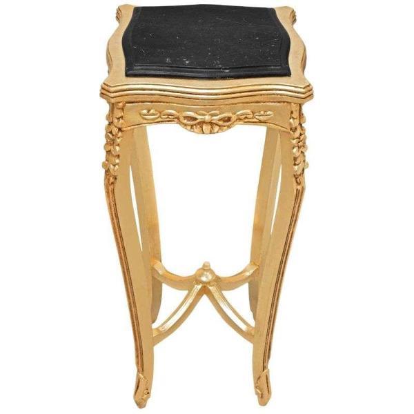 MACE Heritage - Barocker quadratischer Beistelltisch - Louis XV - Gold - Marmorplatte aus echtem schwarzem Naturmarmor - Klassische Möbel - Wohnzimmer - Beistellsofa