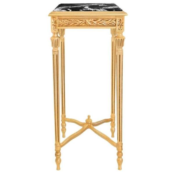 MACE Heritage - Barockstil - runder Tisch - schwarz und gold - drei Schubladen - 35cm Durchmesser