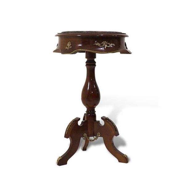 MACE Heritage - Brauner barocker Beistelltisch - Oberfläche aus Marmor - Massivholz - Handgefertigt - Runde Form mit Wellenkanten - Messing