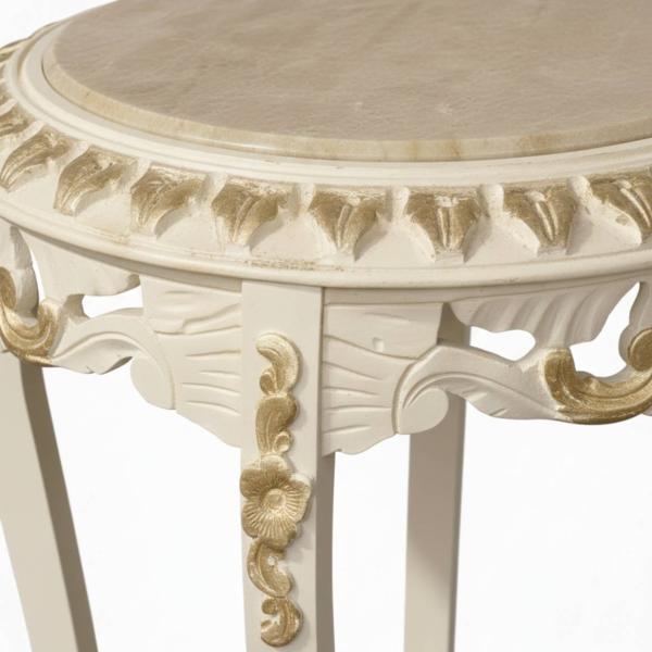 MACE Heritage – Barocker Beistelltisch mit Marmorplatte in Ivory-Creme und Antikgold