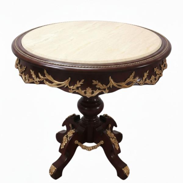 Baroque Side Table LOUIS XVI - Beige marble - Brown color - Brass - MACE