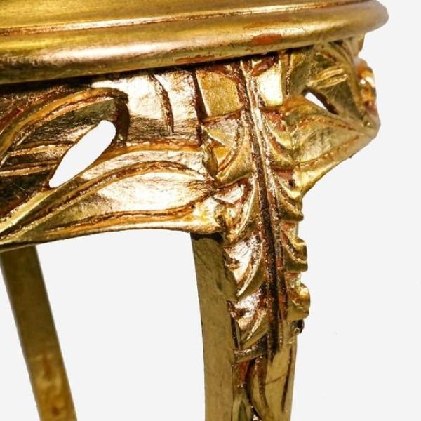 MACE Heritage - Barocker Beistelltisch - Louis XVI - Goldfarbener Holzrahmen - Beigefarbener Marmor - Klassische Möbel