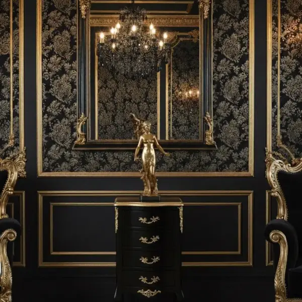 MACE Heritage – Luxurious Baroque Chest in Black & Gold – 4 Drawers – Handcrafted